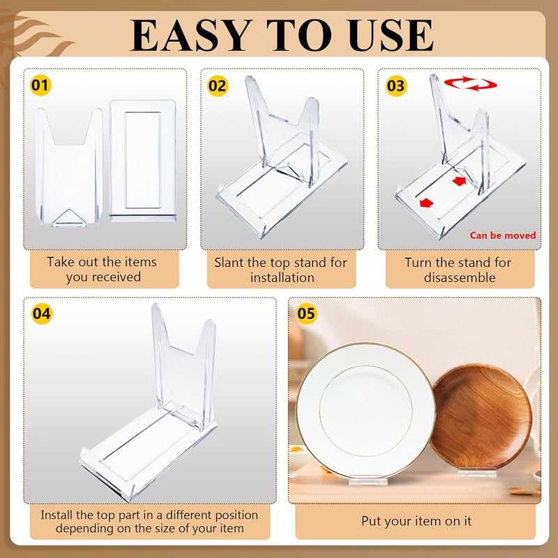 BoundlesEcho 12 Pack Clear Acrylic Desktop Adjustable Display Stand & Book Holder for Phone Magazine Picture Comic Album CD Postcard Artwork Plate Clutch Bag - Home Office back to School - Image 4